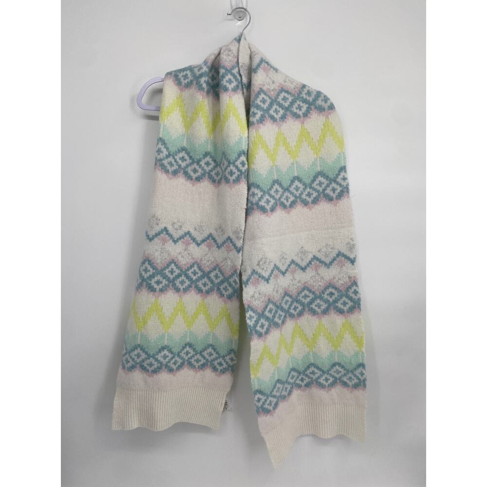 LOFT Fair Isle Cozy Scarf Cream Blue Print 581604